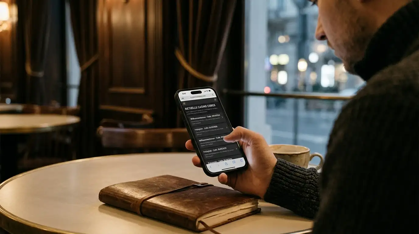 Affiliate-Website mit aktuellen Casino-Bonuscodes auf Bildschirm