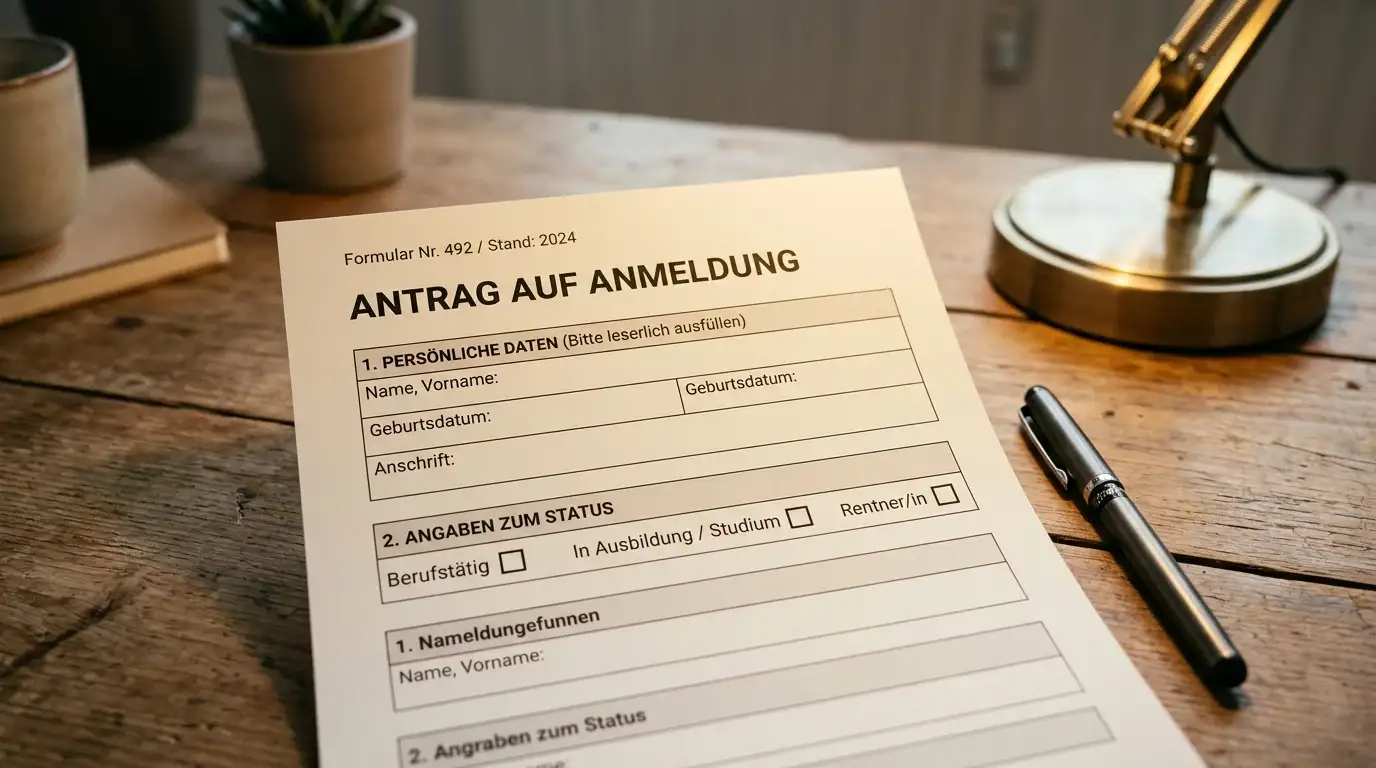 Dokument mit Identitätsprüfung und Krypto-Wallet-Adresse auf einem Schreibtisch