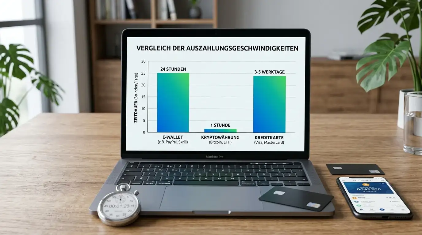 Auszahlungsgeschwindigkeit Vergleich — E-Wallets, Krypto, Kreditkarten