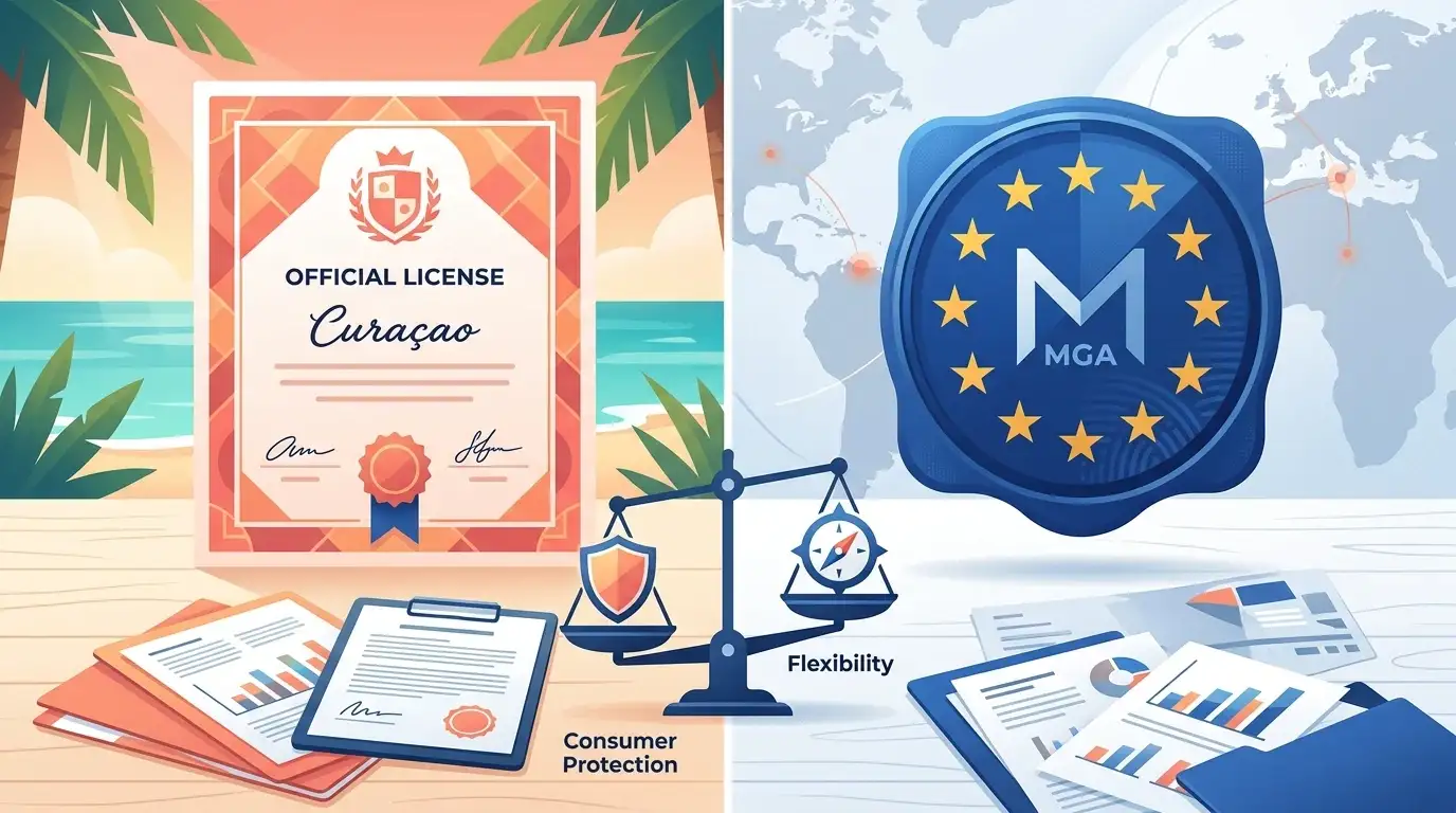 Vergleich Curacao-Lizenz und MGA-Lizenz für österreichische Online-Casino-S