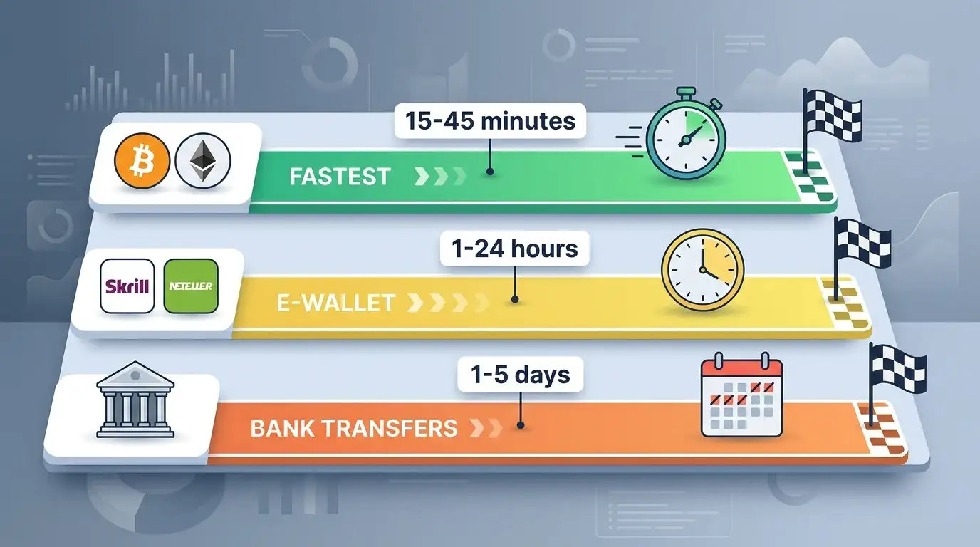 Vergleich der Auszahlungsgeschwindigkeiten bei Offshore-Casinos — Krypto vs. E-Wallets vs. Bankü