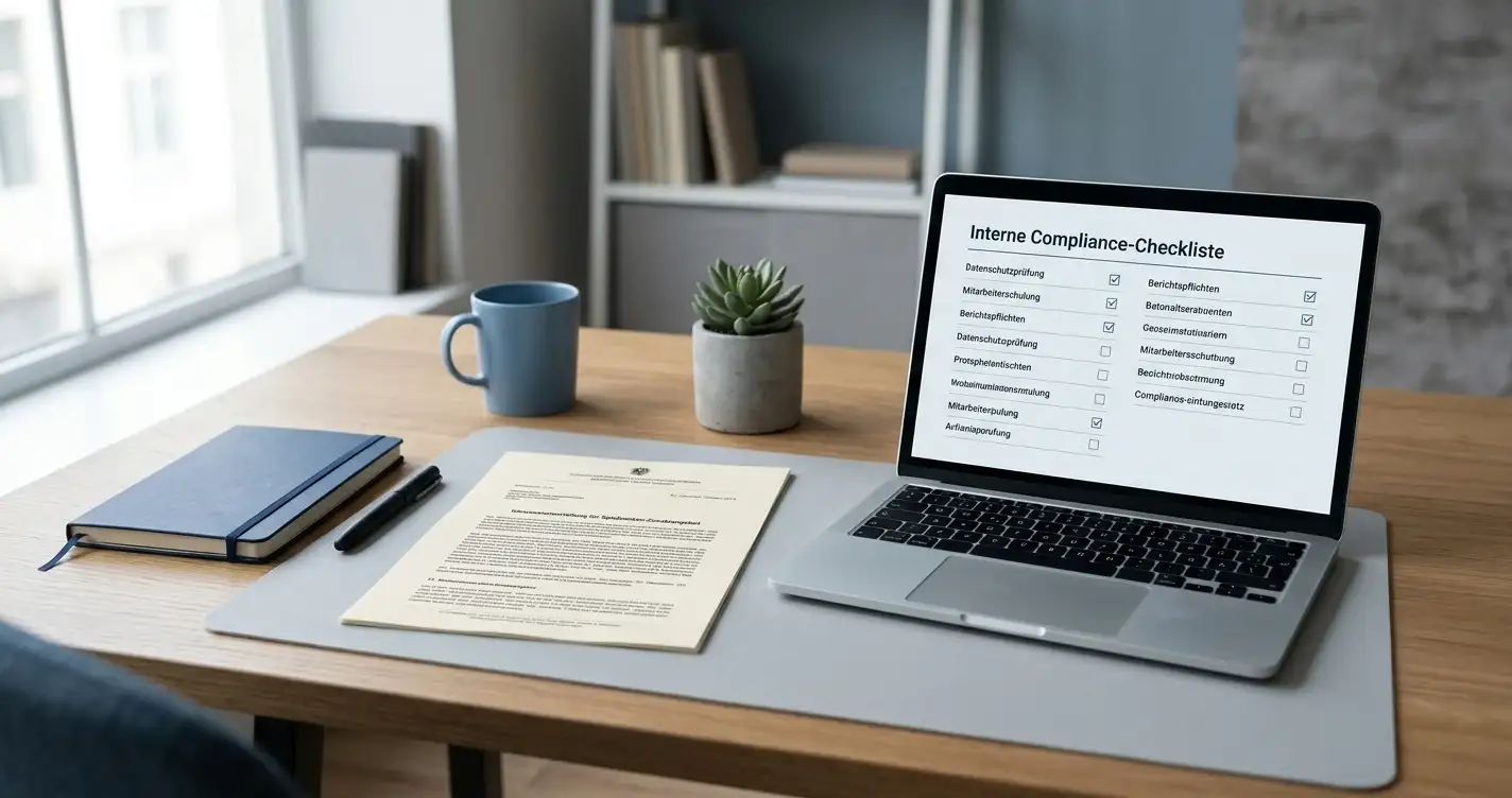 Schreibtisch mit neutralem österreichischem Konzessionsdokument und Laptop