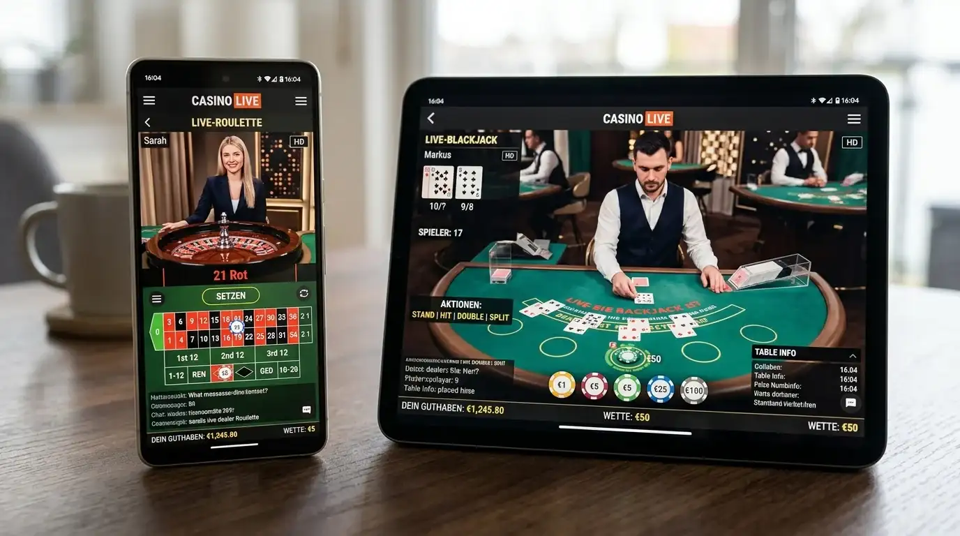 Mobile Live-Dealer auf Smartphone und T
