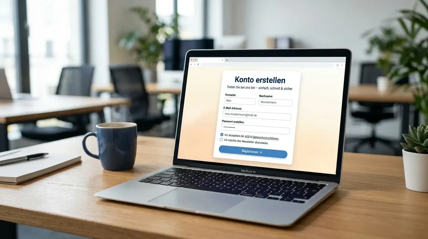 Laptop mit Soft-KYC Registrierung ohne ID-Upload