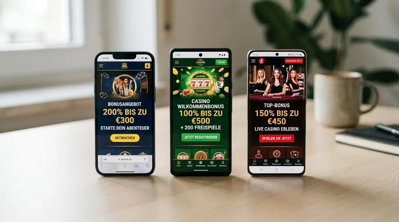 Vergleich verschiedener Bonusangebote auf Smartphone-D