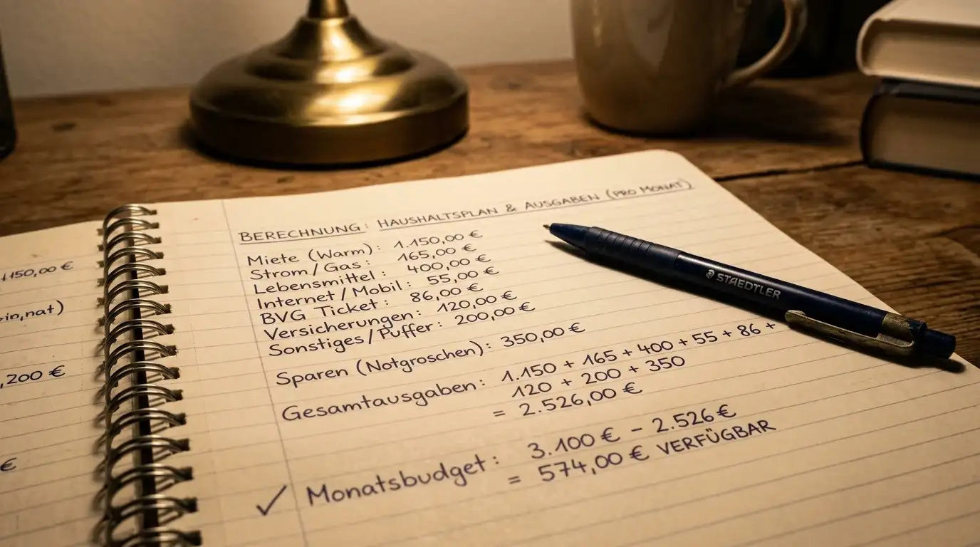 Taschenrechner mit Bonus-Mathematik-Berechnung auf Notizpapier