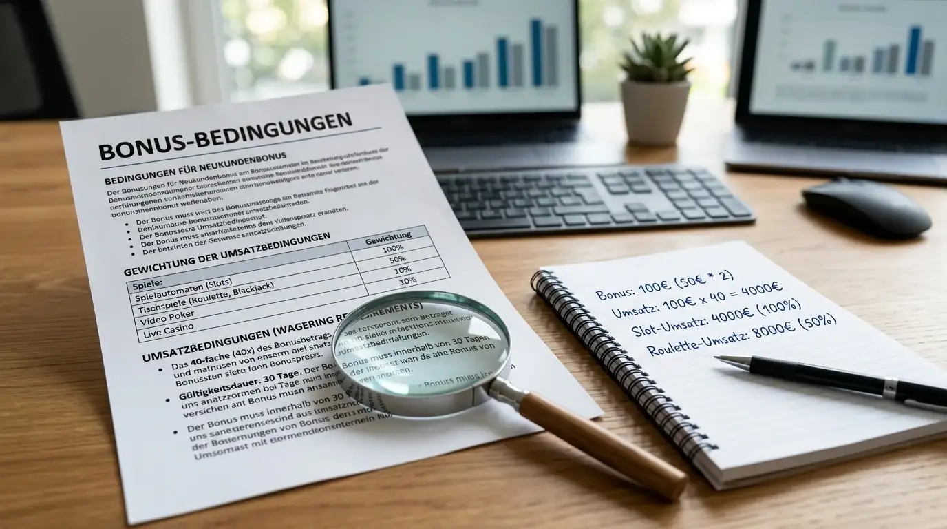 Bonusbedingungen-Dokument mit Merkur-Slot-Gewichtung
