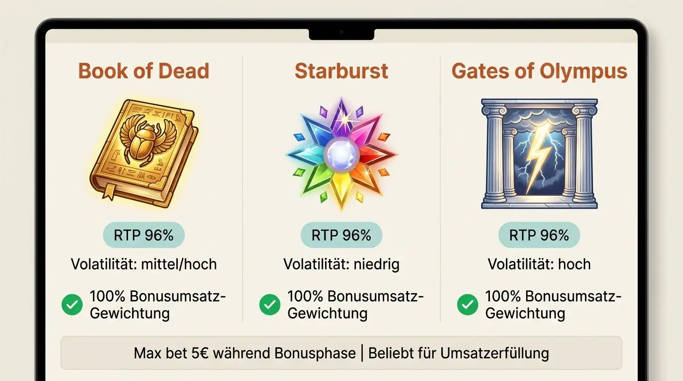 Beliebte Bonusumsatz-Slots — Book of Dead, Starburst, Gates of O