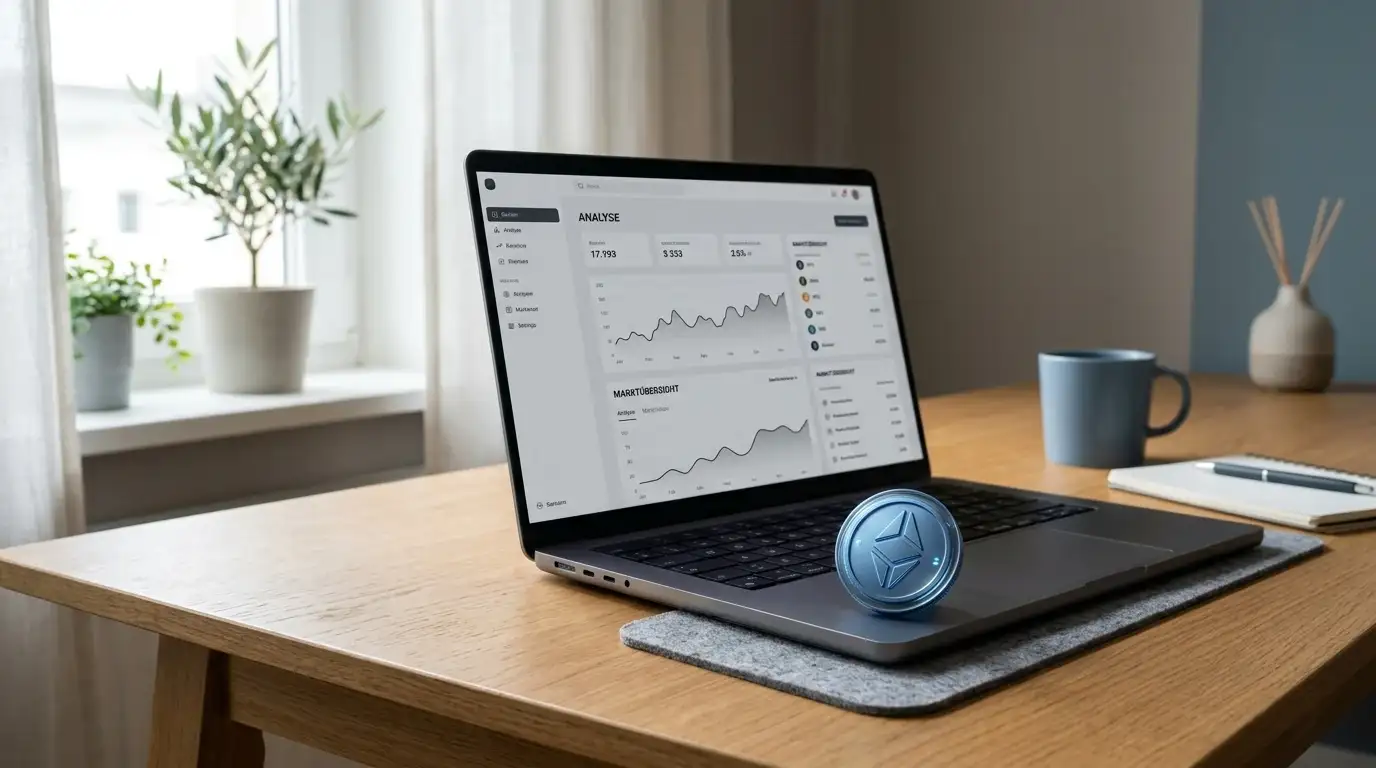 Cardano-Casino-Vergleich für österreichische Spieler mit ADA-Münze und Laptop