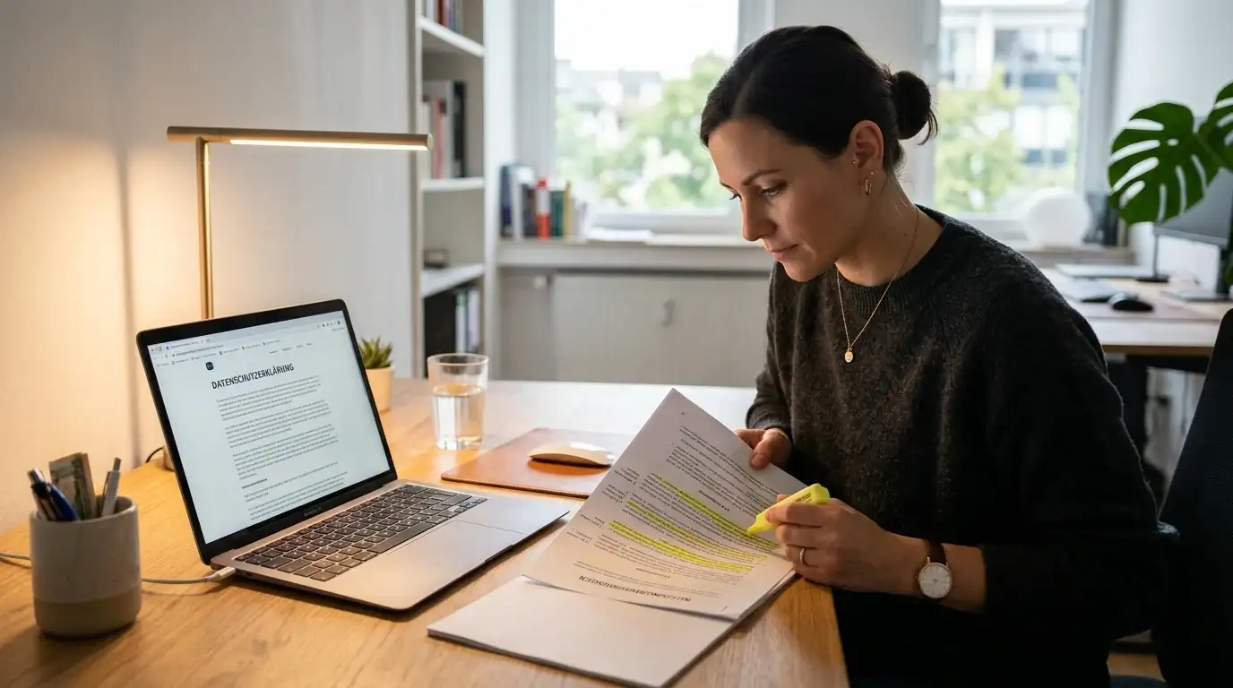 Person prüft die Bonusbedingungen eines Cashback-Angebots am Laptop