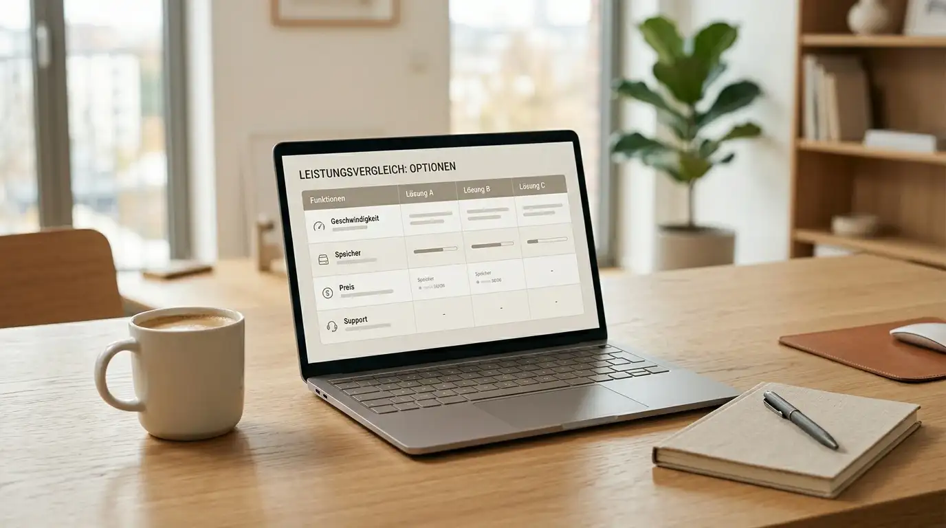 Laptop mit geöffneter Vergleichsübersicht mehrerer Online-Casinos für Österreich