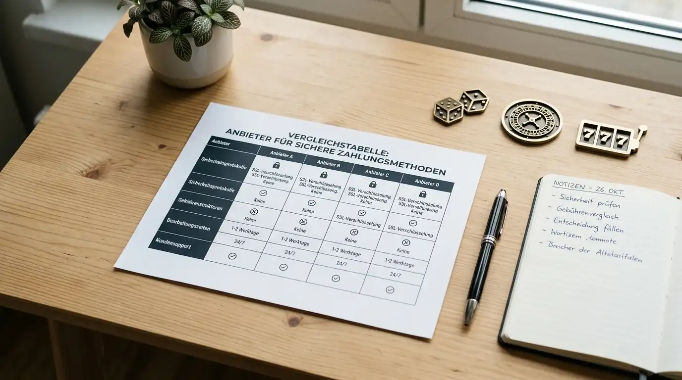 Vergleichstabelle mit Casino-Logos und Bonus-Prozentsätzen