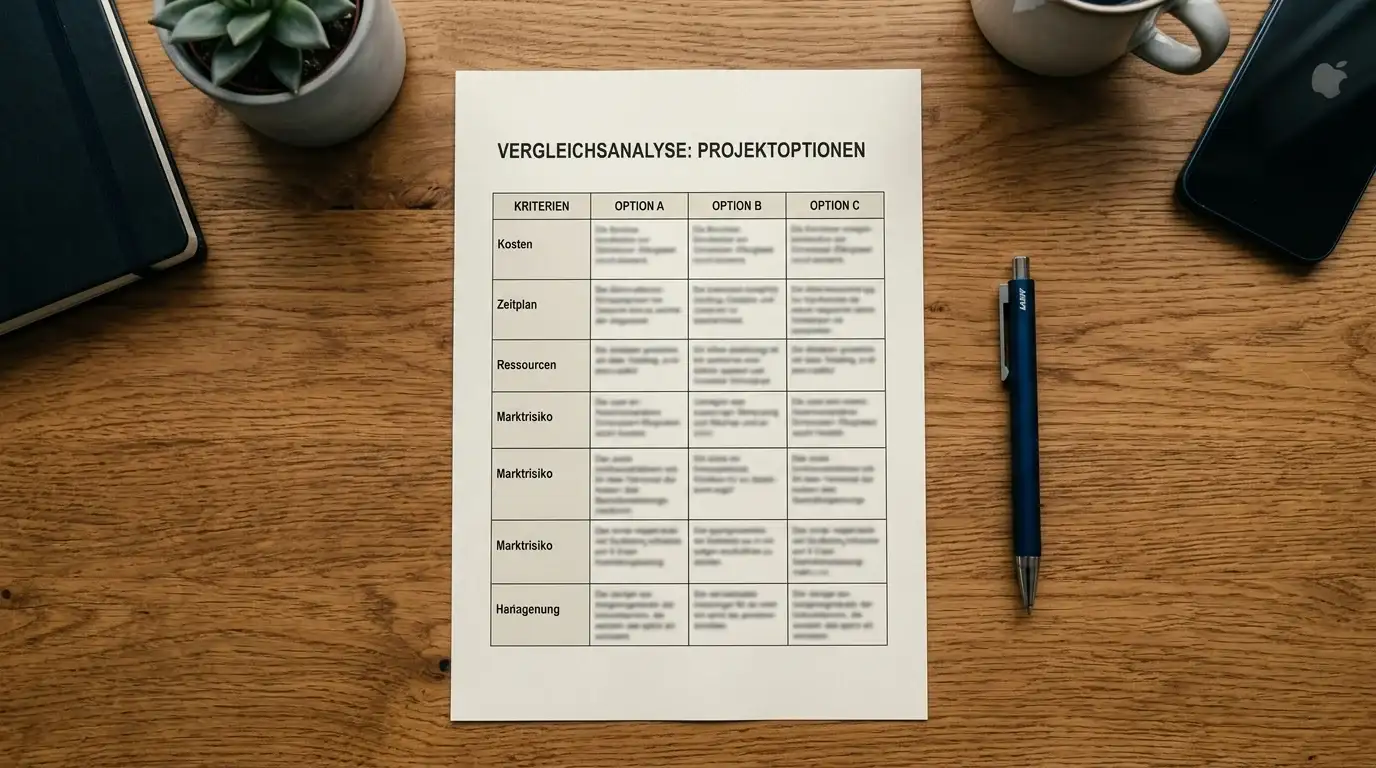 Vergleichstabelle mit Casino-Bonusangeboten auf Schreibtisch