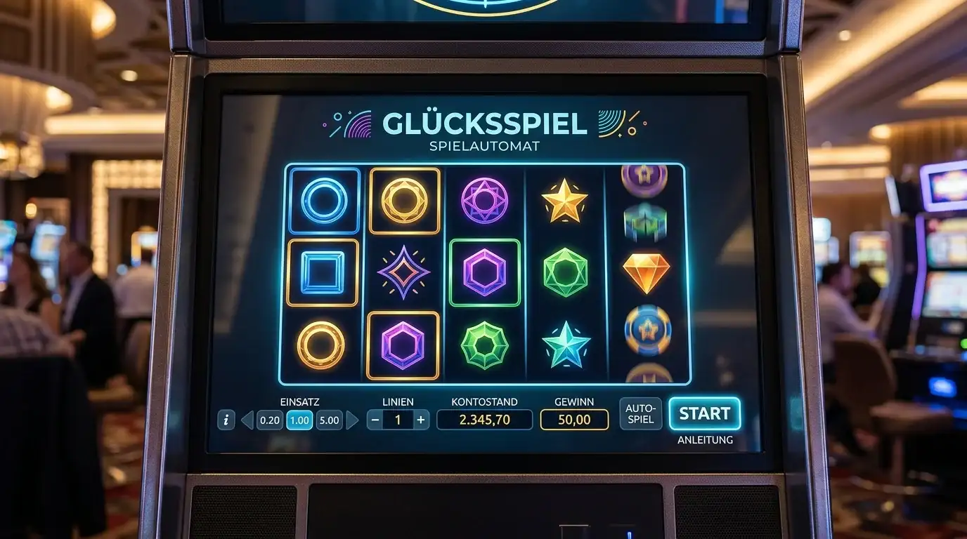 Moderne Slot-Oberfläche mit generischen Rollen und Symbolen ohne Branding