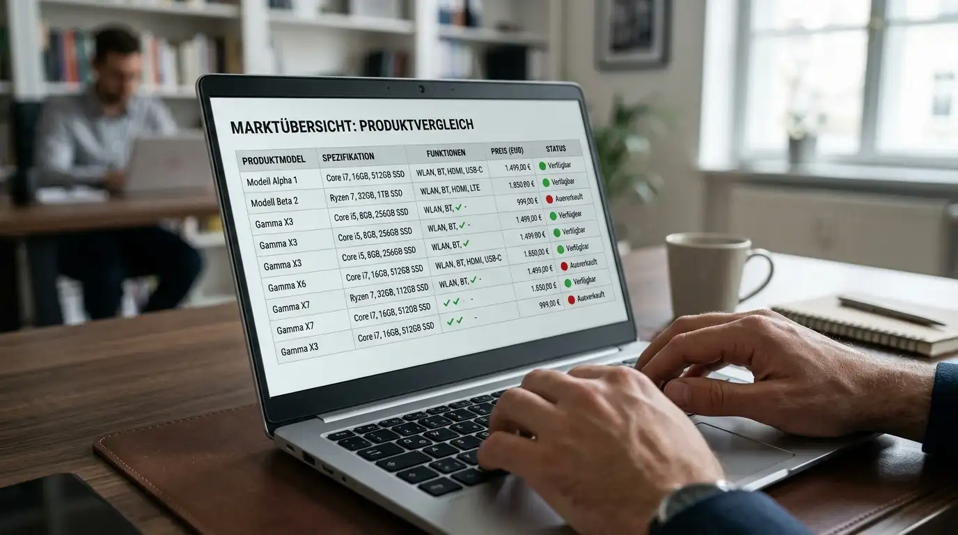 Vergleichstabelle auf Laptop-Bildschirm mit Casino-Anbietern und Lizenzen