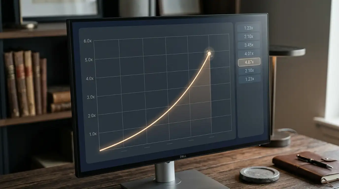 Detailgrafik: crash game multiplier kurve – visuelle Einordnung