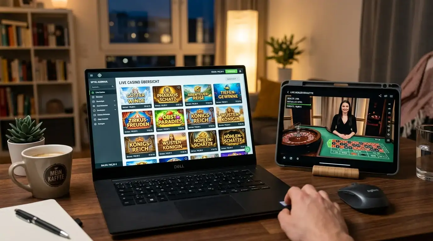Spielauswahl in Dogecoin-Casinos mit Slots und Live-Casino