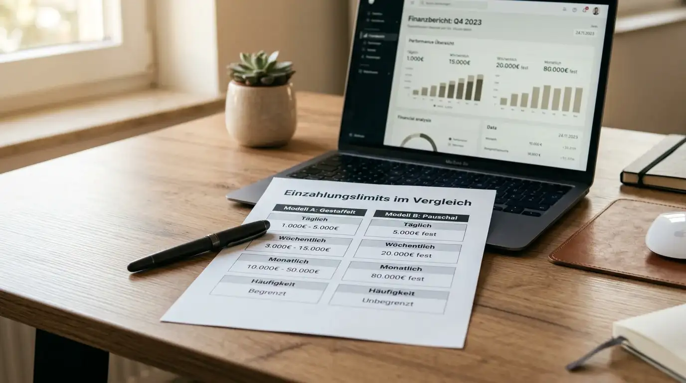 Dokument zeigt Vergleich verschiedener Einzahlungslimits bei Online-Casinos