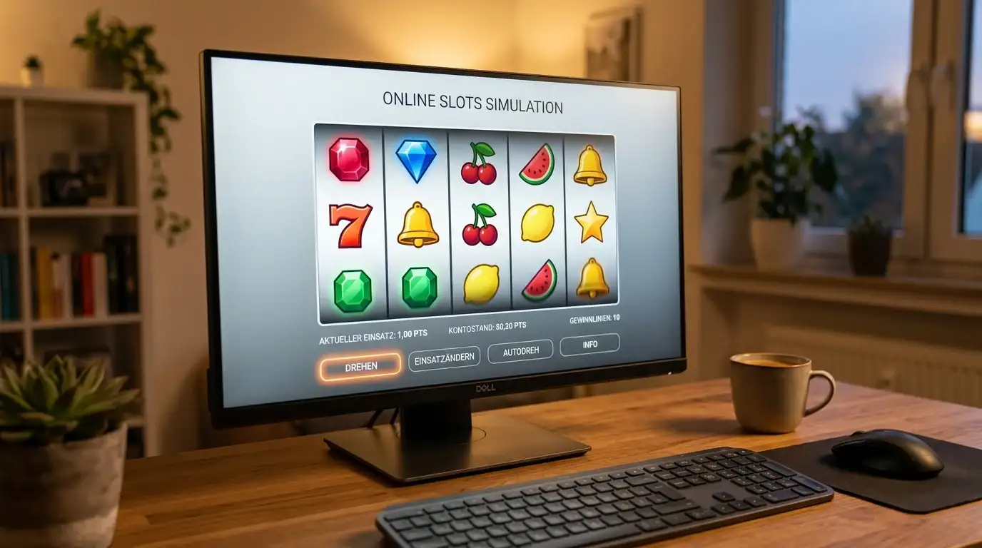 Bildschirm mit bekannten Spielautomaten, auf denen Freispiele ohne Einzahlung laufen