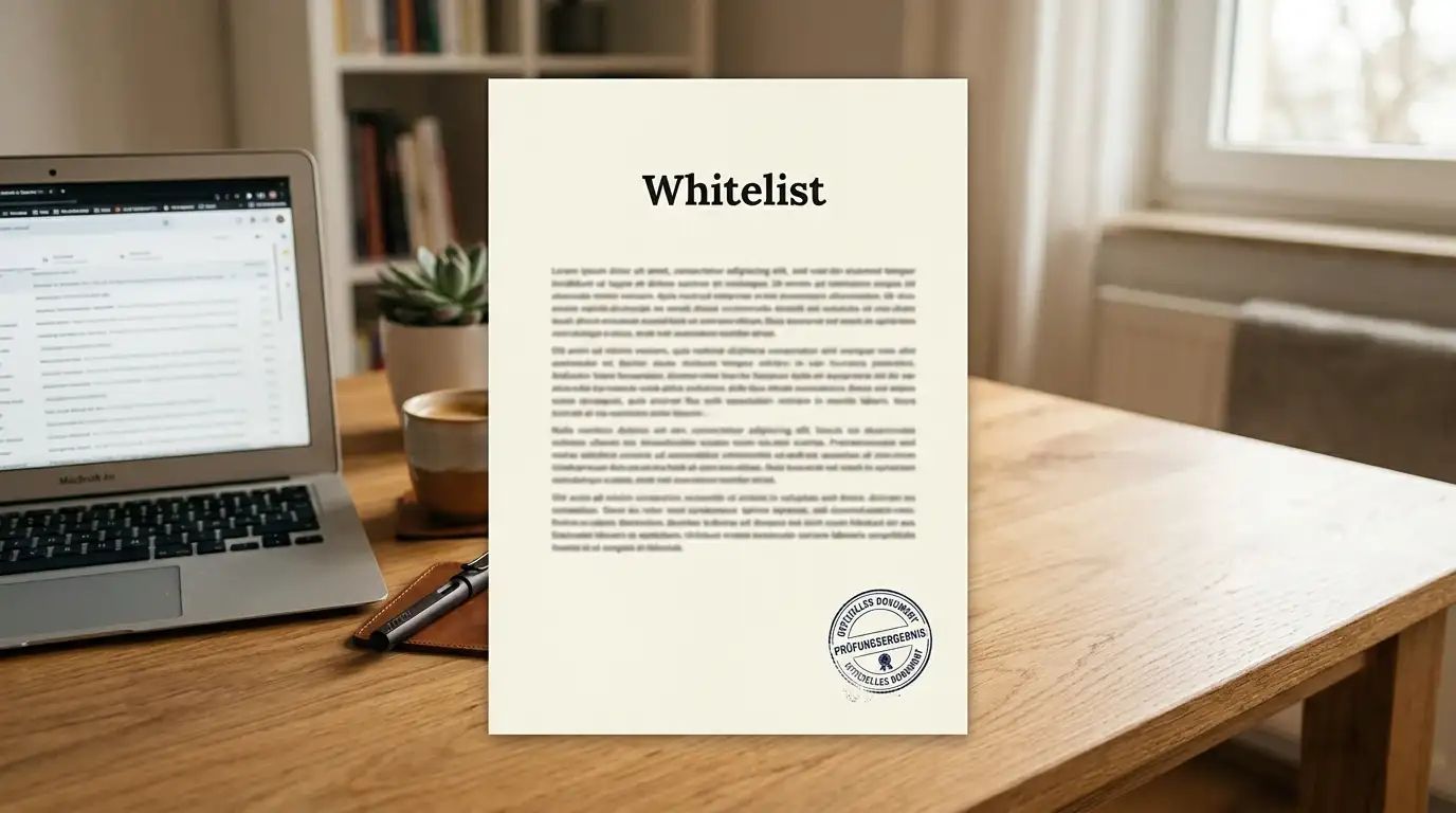 Offizielles Dokument mit GGL-Stempel und deutscher Whitelist