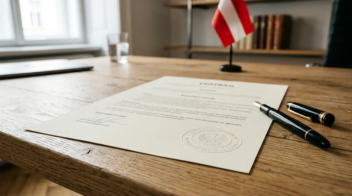 Amtliches Dokument zum österreichischen Glücksspielgesetz auf einem Schreibtisch