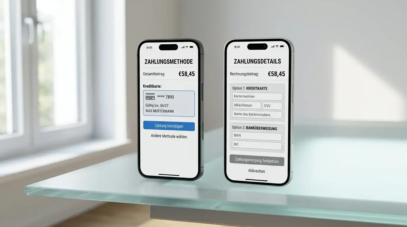 Kreditkarte im Vergleich zu Apple Pay Google Pay und auf Rechnung