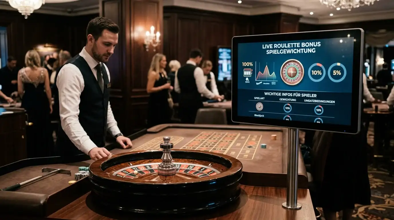 Infografik: Spielgewichtung Live-Roulette vs. Spielautomaten — 10 % vs. 100 % — warum Willkommensboni für Tischspieler kaum nutzbar sind