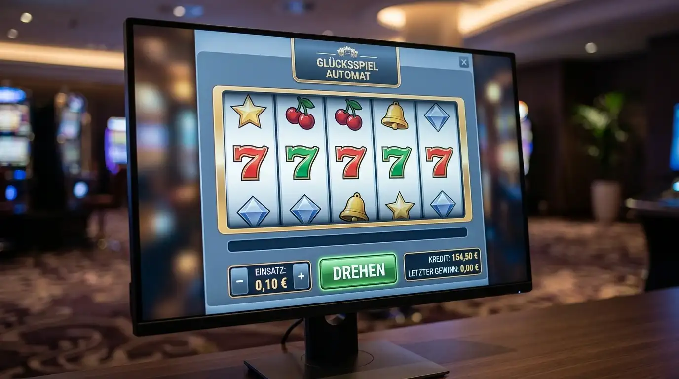 Slot-Walzen mit niedrigen Einsatzanzeigen auf Bildschirm