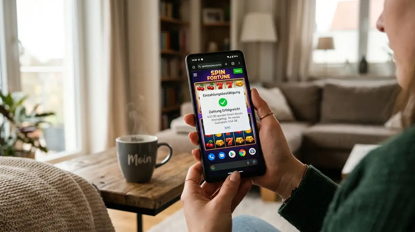 Smartphone mit mobiler Casino-App und 20 Euro Einzahlung
