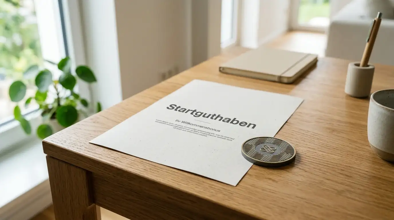 Startguthaben-Konzept mit symbolischem Chip und Dokument