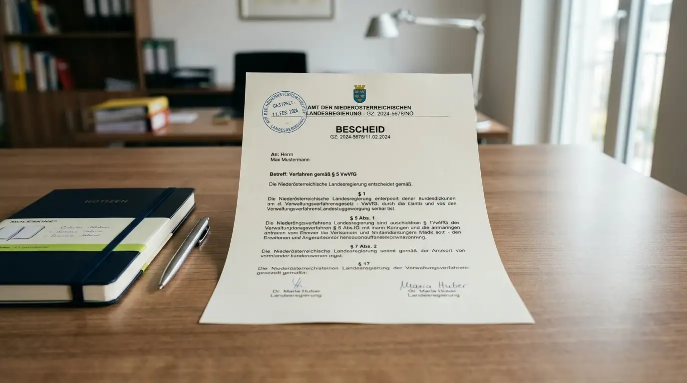 Österreichisches Gesetzesdokument mit Paragrafenzeichen