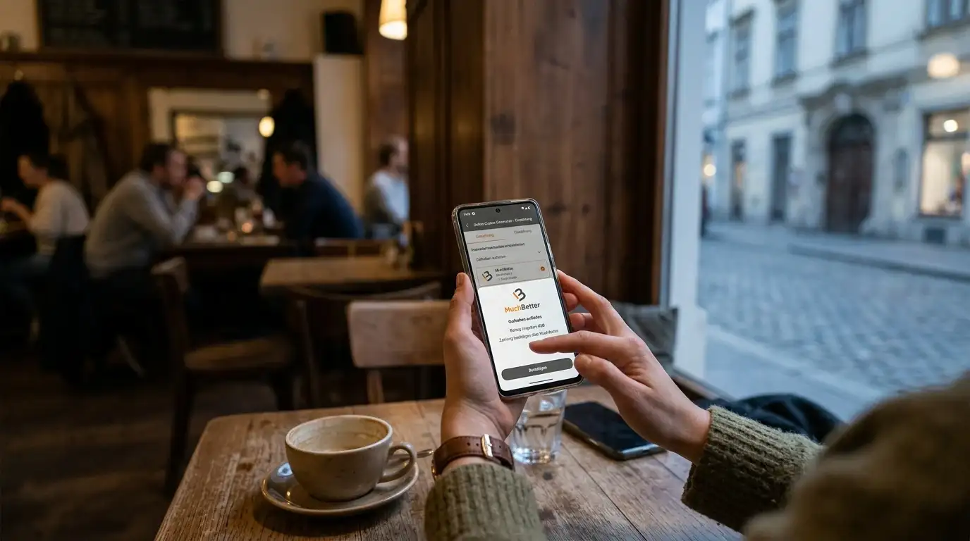 MuchBetter QR code payment step-by-step: 5 screens showing 20-second flow