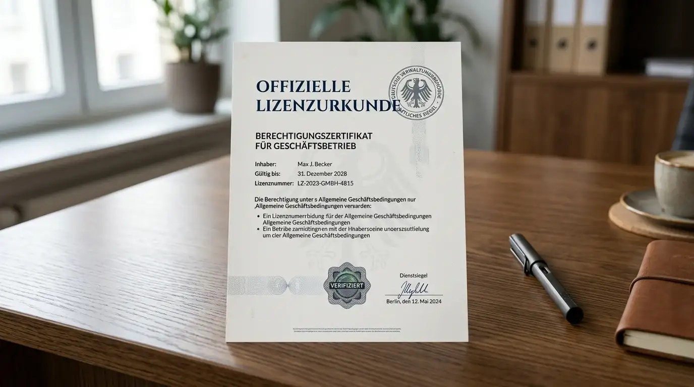 Lizenz-Dokument und Sicherheits-Siegel