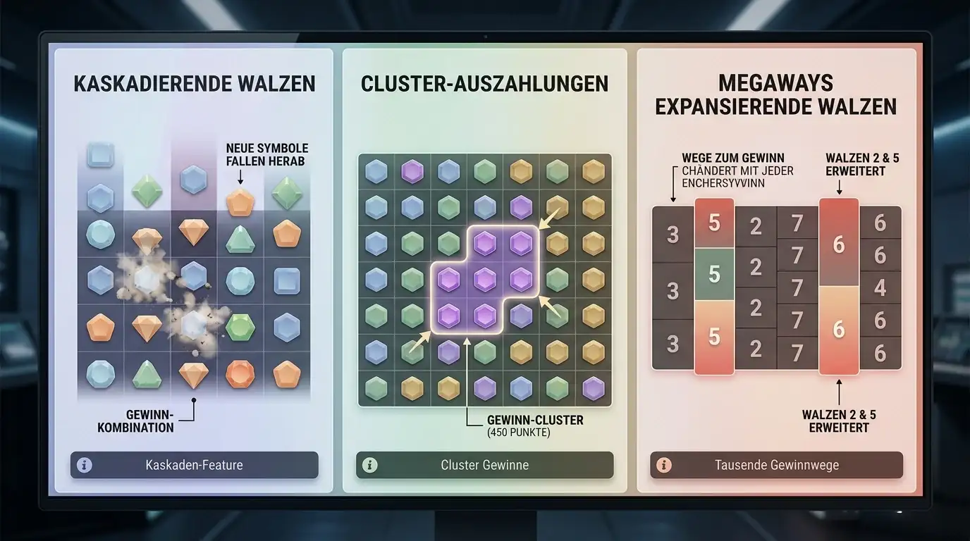 Slot-Mechaniken-Vergleich: Tumble vs Cluster Pays vs Megaways