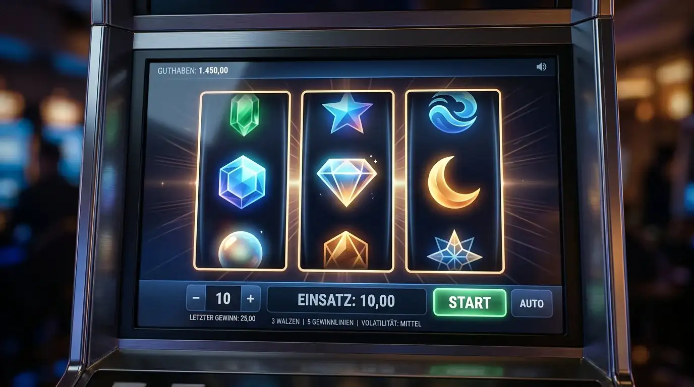 Walzen eines Spielautomaten ohne erkennbare Marke als Sinnbild für Freispiel-Slots
