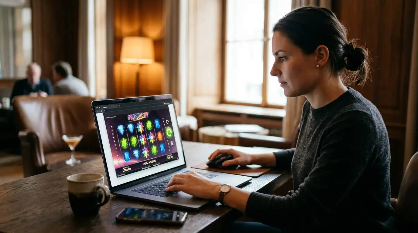 Browser-Fenster mit Spielautomat im Demo-Modus ohne Login-Maske