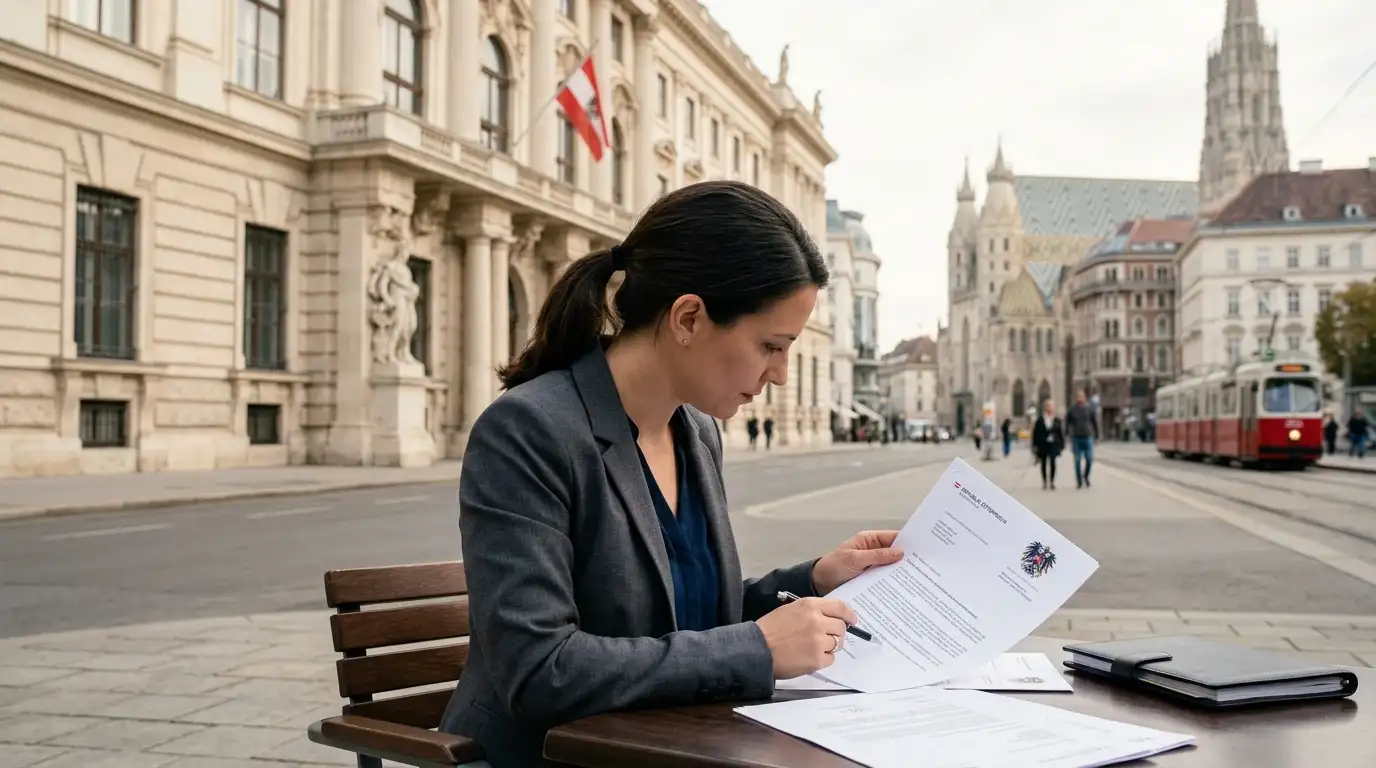 Österreichisches Regierungsgebäude mit offiziellen Dokumenten für win2day-Monopol