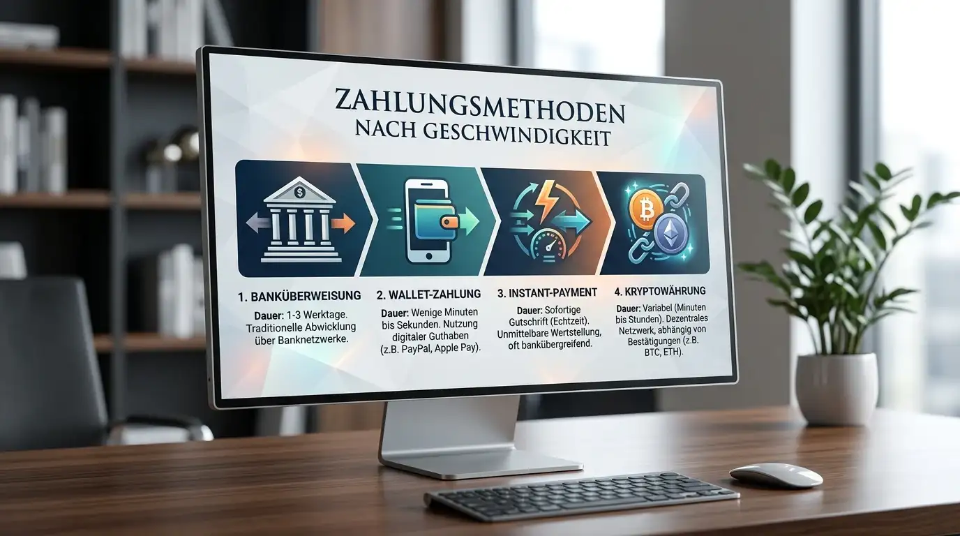 Alternativen zu Banküberweisung nach Geschwindigkeit sortiert